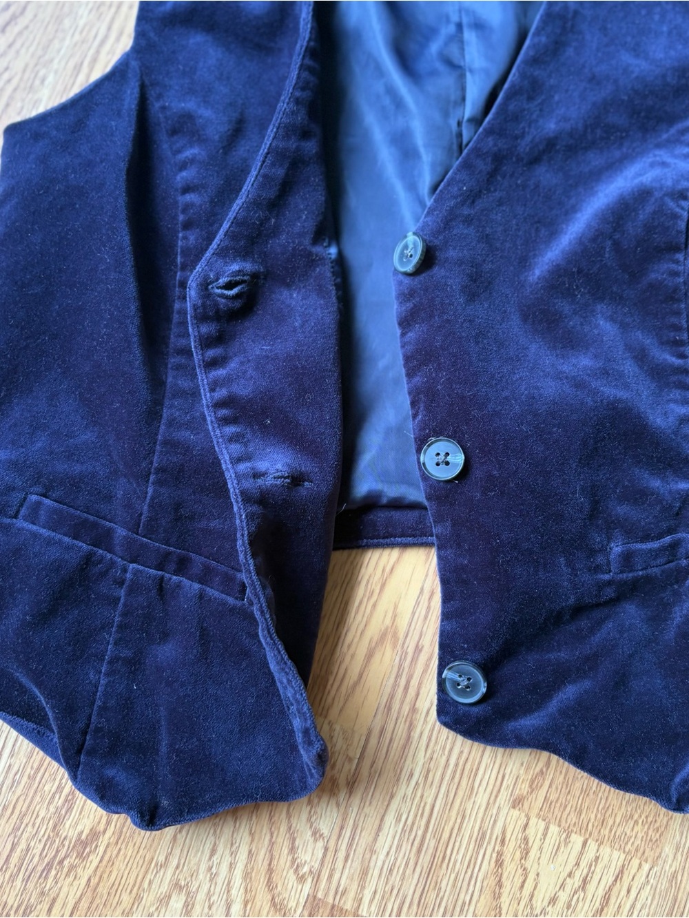 GAP Velvet Button Vest Waistcoat Navy Blue Office Tailored Layering Sz S - Picture 5 of 12